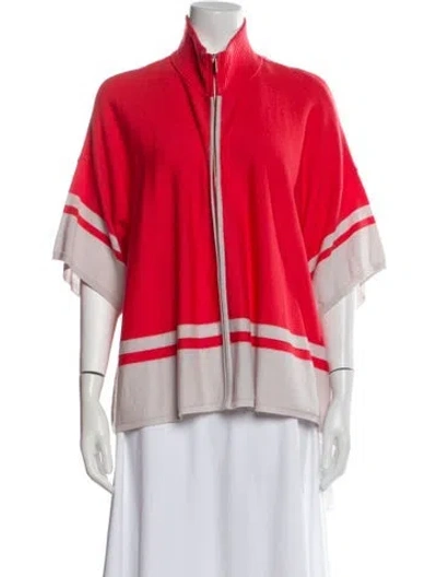 Pre-owned St John Wool Striped Jacket In Red