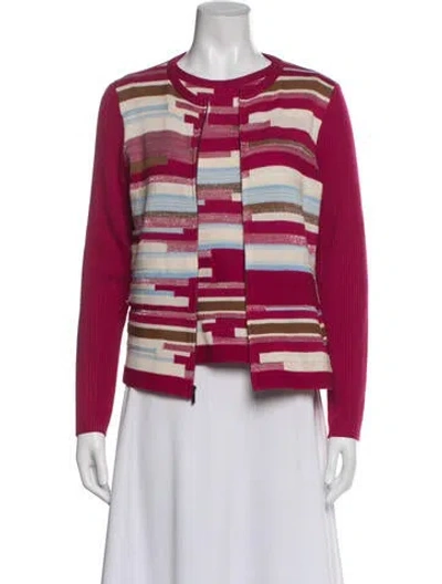 Pre-owned St John Wool Striped Set In Pink