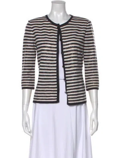 Pre-owned St John Wool Striped Sweater In Black
