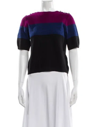 Pre-owned St John Wool Striped Sweater In Black