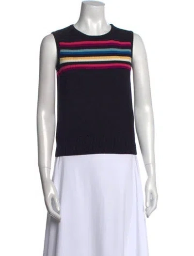 Pre-owned St John Wool Striped Sweater In Black