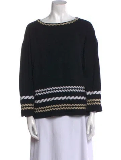 Pre-owned St John Wool Striped Sweater In Black