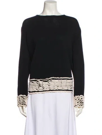 Pre-owned St John Wool Striped Sweater In Black