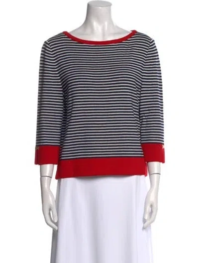 Pre-owned St John Wool Striped Sweater In Black