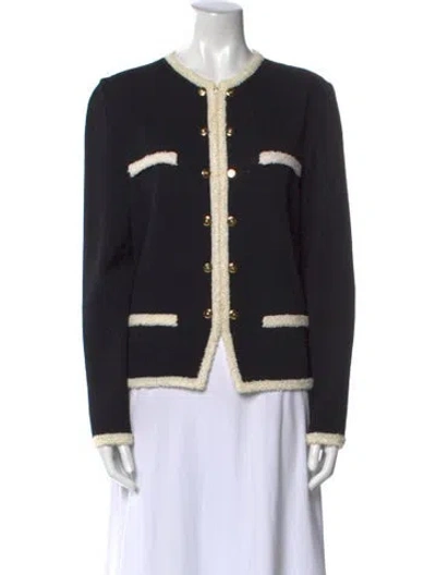 Pre-owned St John Wool Striped Sweater In Black