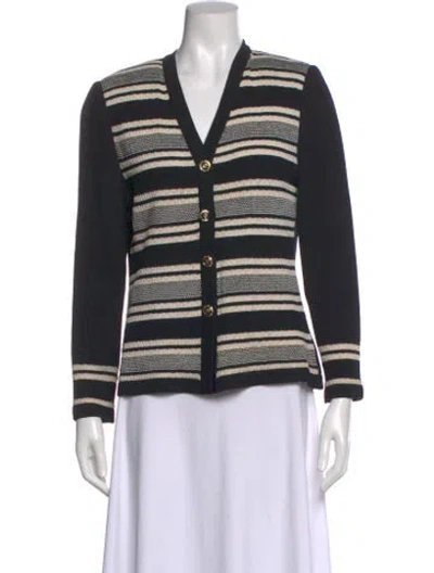 Pre-owned St John Wool Striped Sweater In Black