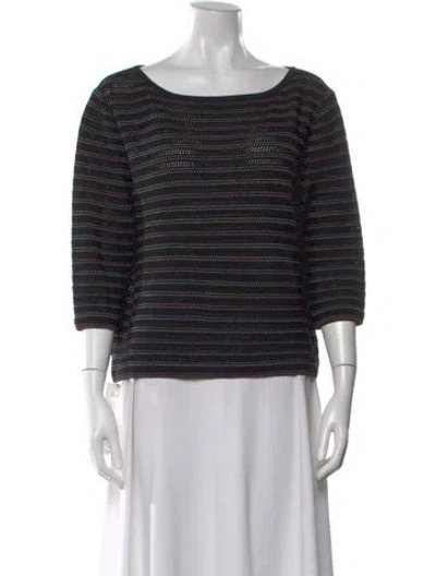 Pre-owned St John Wool Striped Sweater In Black