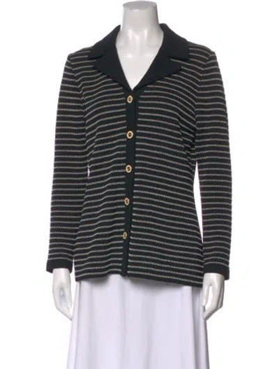 Pre-owned St John Wool Striped Sweater In Black
