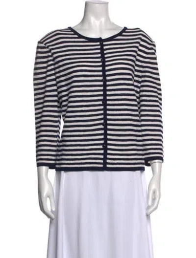 Pre-owned St John Wool Striped Sweater In Black