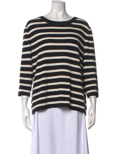 Pre-owned St John Wool Striped Sweater In Black