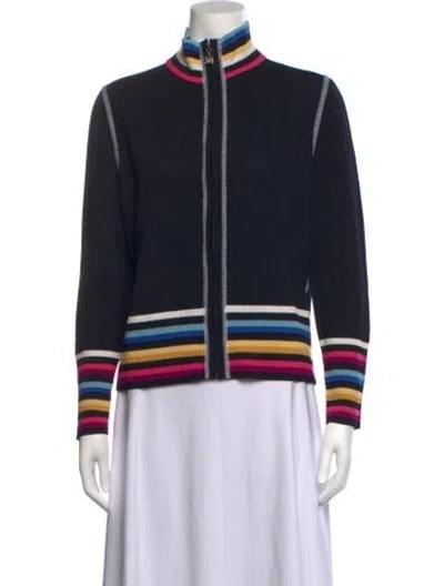 Pre-owned St John Wool Striped Sweater In Black