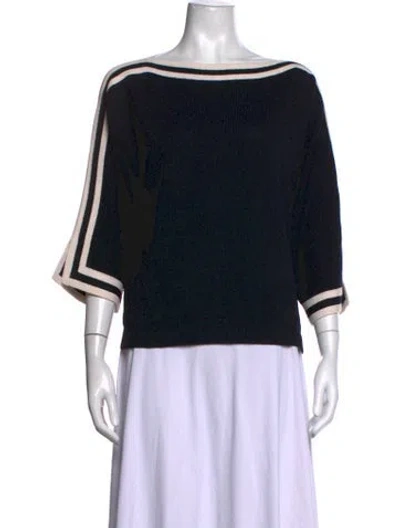Pre-owned St John Wool Striped Sweater In Black