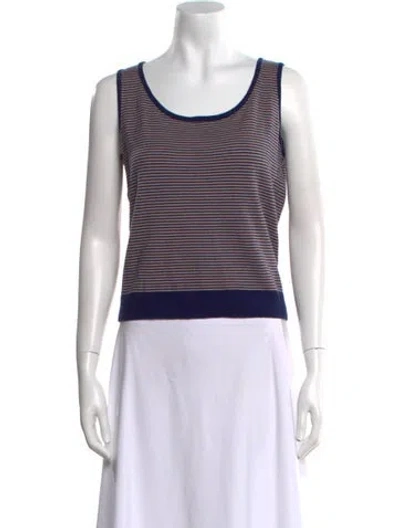 Pre-owned St John Wool Striped Sweater In Blue