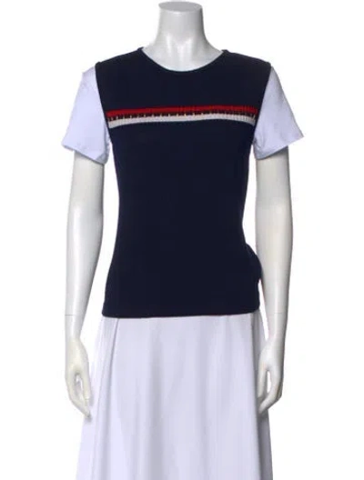 Pre-owned St John Wool Striped Sweater In Blue