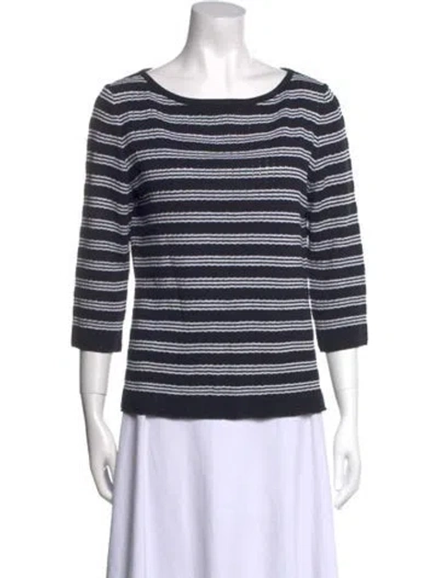 Pre-owned St John Wool Striped Sweater In Blue