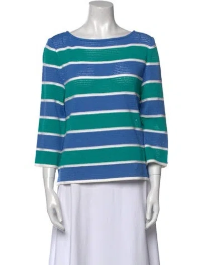 Pre-owned St John Wool Striped Sweater In Blue