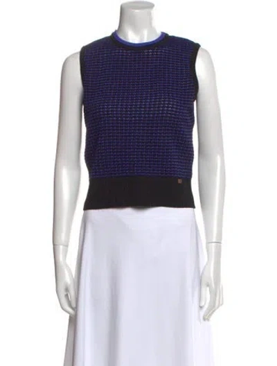 Pre-owned St John Wool Striped Sweater In Blue