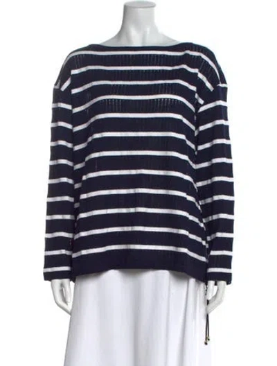 Pre-owned St John Wool Striped Sweater In Blue