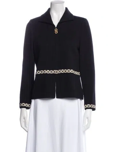 Pre-owned St John Wool Striped Sweater In Blue