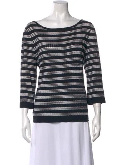 Pre-owned St John Wool Striped Sweater In Blue