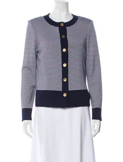 Pre-owned St John Wool Striped Sweater In Blue