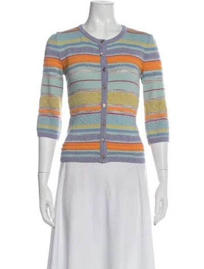 Pre-owned St John Wool Striped Sweater In Blue