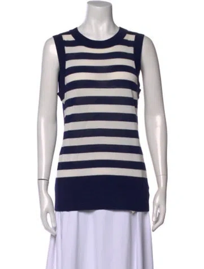 Pre-owned St John Wool Striped Sweater In Blue
