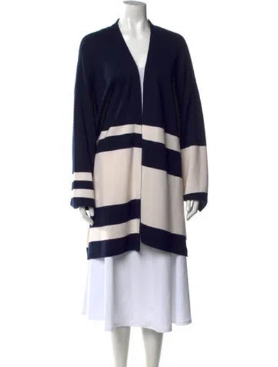 Pre-owned St John Wool Striped Sweater In Blue