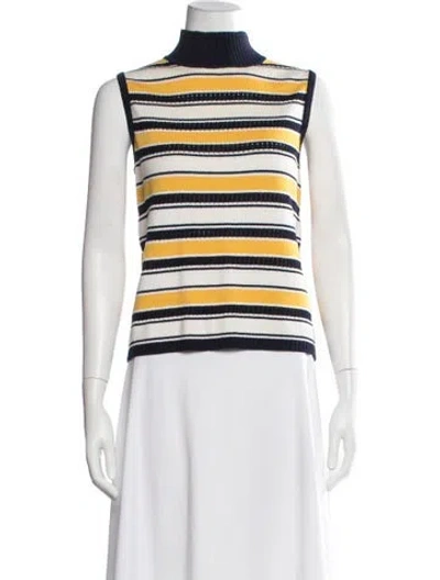 Pre-owned St John Wool Striped Sweater In Blue