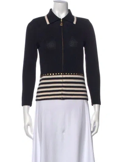 Pre-owned St John Wool Striped Sweater In Blue