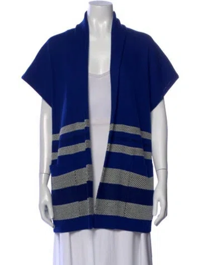 Pre-owned St John Wool Striped Sweater In Blue