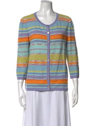 Pre-owned St John Wool Striped Sweater In Blue