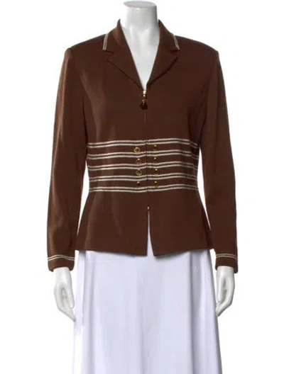 Pre-owned St John Wool Striped Sweater In Brown