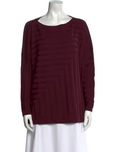 Pre-owned St John Wool Striped Sweater In Burgundy