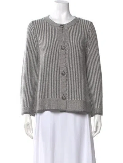 Pre-owned St John Wool Striped Sweater In Gray