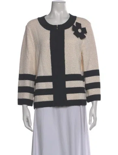Pre-owned St John Wool Striped Sweater In Gray