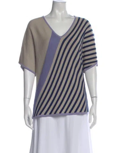 Pre-owned St John Wool Striped Sweater In Gray
