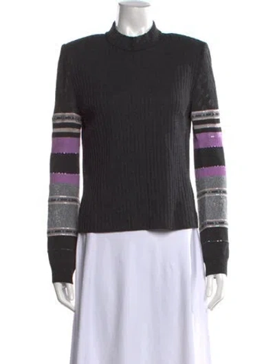 Pre-owned St John Wool Striped Sweater In Gray