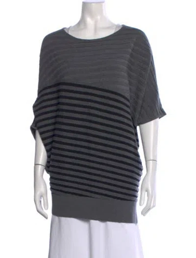 Pre-owned St John Wool Striped Sweater In Gray