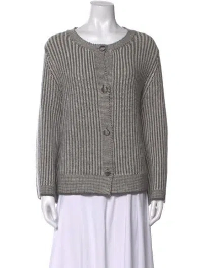 Pre-owned St John Wool Striped Sweater In Gray