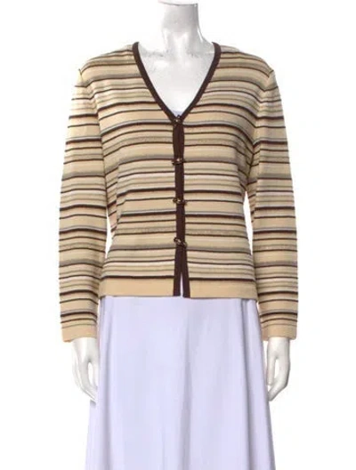 Pre-owned St John Wool Striped Sweater In Neutral