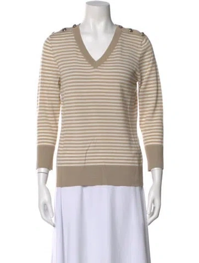 Pre-owned St John Wool Striped Sweater In Neutral
