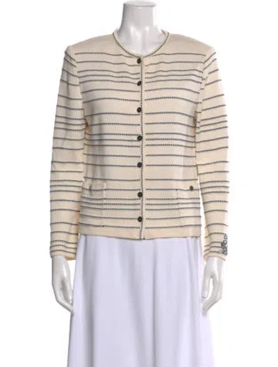 Pre-owned St John Wool Striped Sweater In Neutral