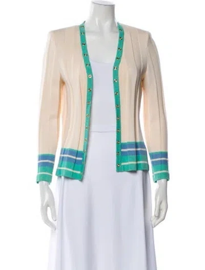 Pre-owned St John Wool Striped Sweater In Neutral