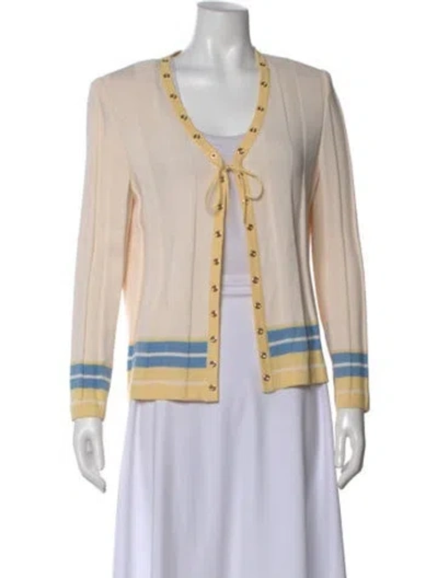 Pre-owned St John Wool Striped Sweater In Neutral