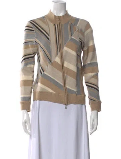 Pre-owned St John Wool Striped Sweater In Neutral