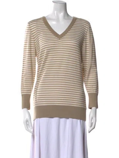 Pre-owned St John Wool Striped Sweater In Neutral