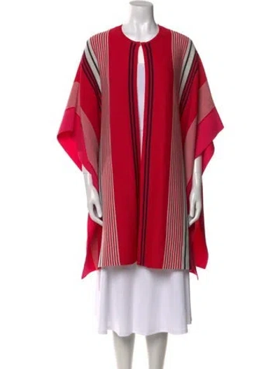 Pre-owned St John Wool Striped Sweater In Pink