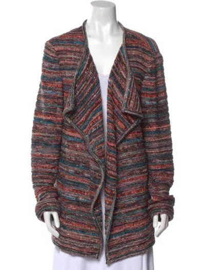 Pre-owned St John Wool Striped Sweater In Pink