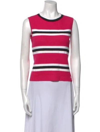 Pre-owned St John Wool Striped Sweater In Pink